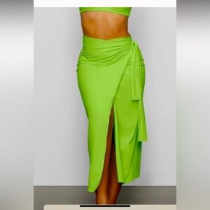 Skims Limited Edition Neon Green Sarong Skirt